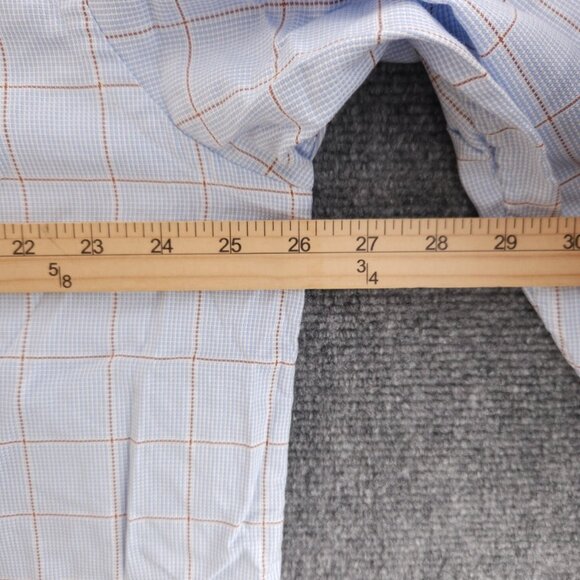 Eton Blue Orange Check 18 Button Up Convertible Cuff Pocket Long Sleeve Shirt - Picture 14 of 16